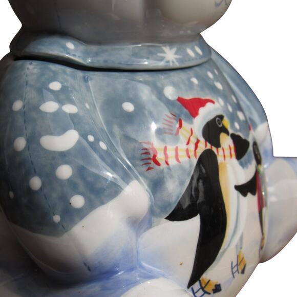 APPLETREE BEAR COOKIE JAR BEARY MERRY CHRISTMAS SNOWFLAKE SNOWMAN - Picture 7 of 9